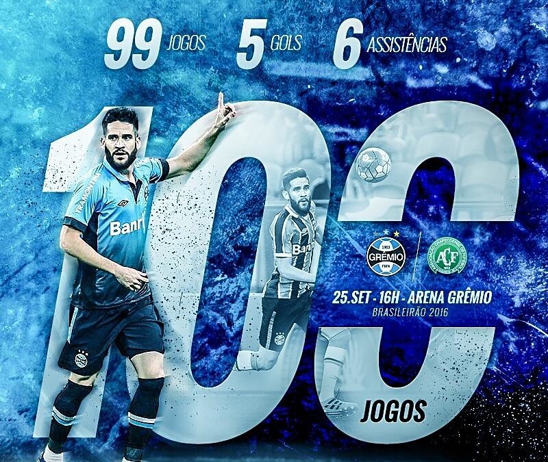 Marcelo Oliveira completará 100 jogos com a camisa do Grêmio
